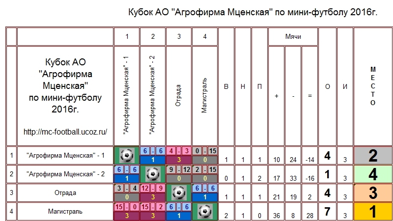 Кубок АО "Агрофирма Мценская" по мини-футболу 2016г.